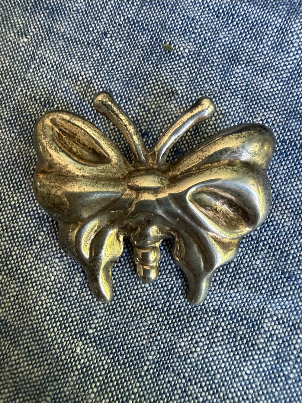 Vintage Taxco Mexico 925 Sterling Silver Butterfly Brooch Pendant Heavy 25g